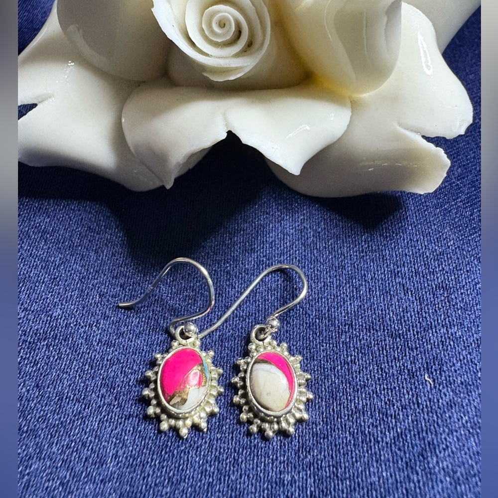 Earrings*Cotton Candy Turquoise 925 Sterling Silver Dangle Drop